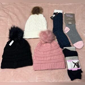 Take all 6 PCS Assorted Brand Women's Knit Hat and Socks